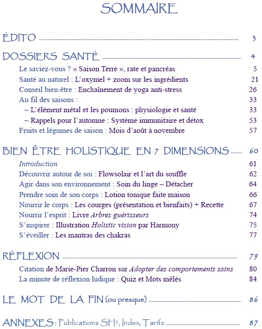 L'Inf'Holistique 85 - Automne 2025 - Sommaire